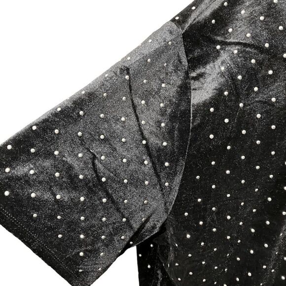 H&M Black Velour Dress with Silver Grommet Accents / SZ: XXL - Picture 3 of 8